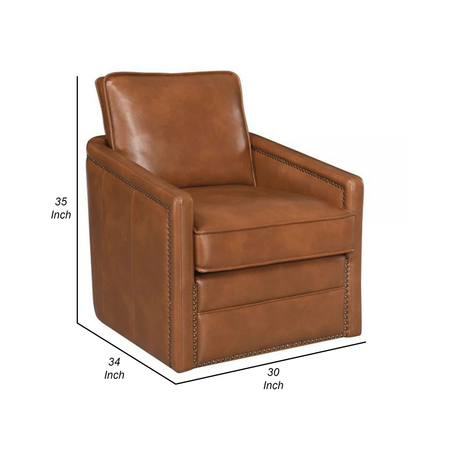 Brown Faux Leather Swivel Accent Chair F15467