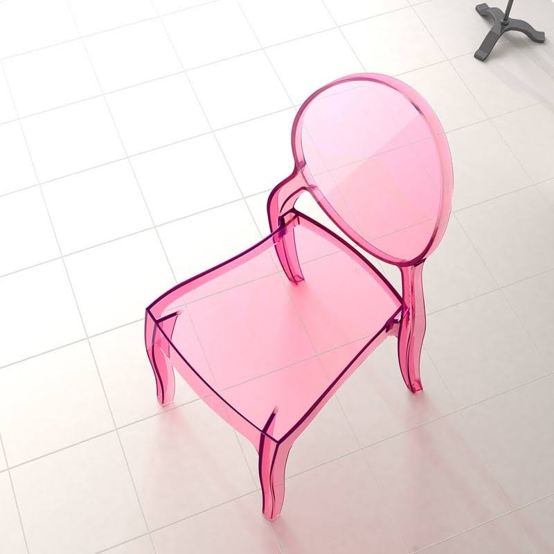 Transparent Pink Polycarbonate Dining Chair, Set of 2 V5696