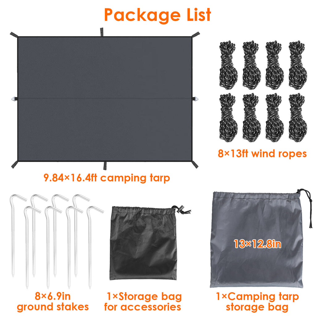 Waterproof Camping Tarp 10ft x 16ft / 10ft x 10ft Q7765