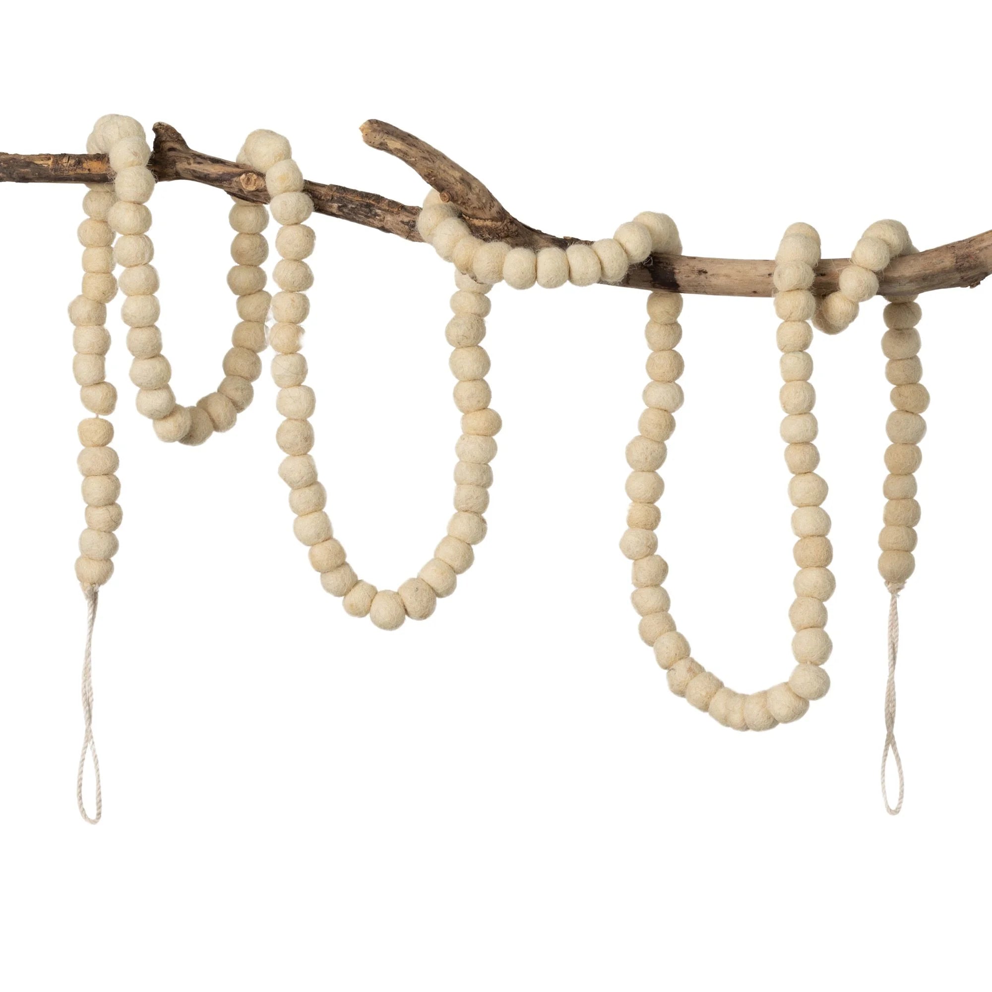 Natural 70"H Wool Ball Garland Y418