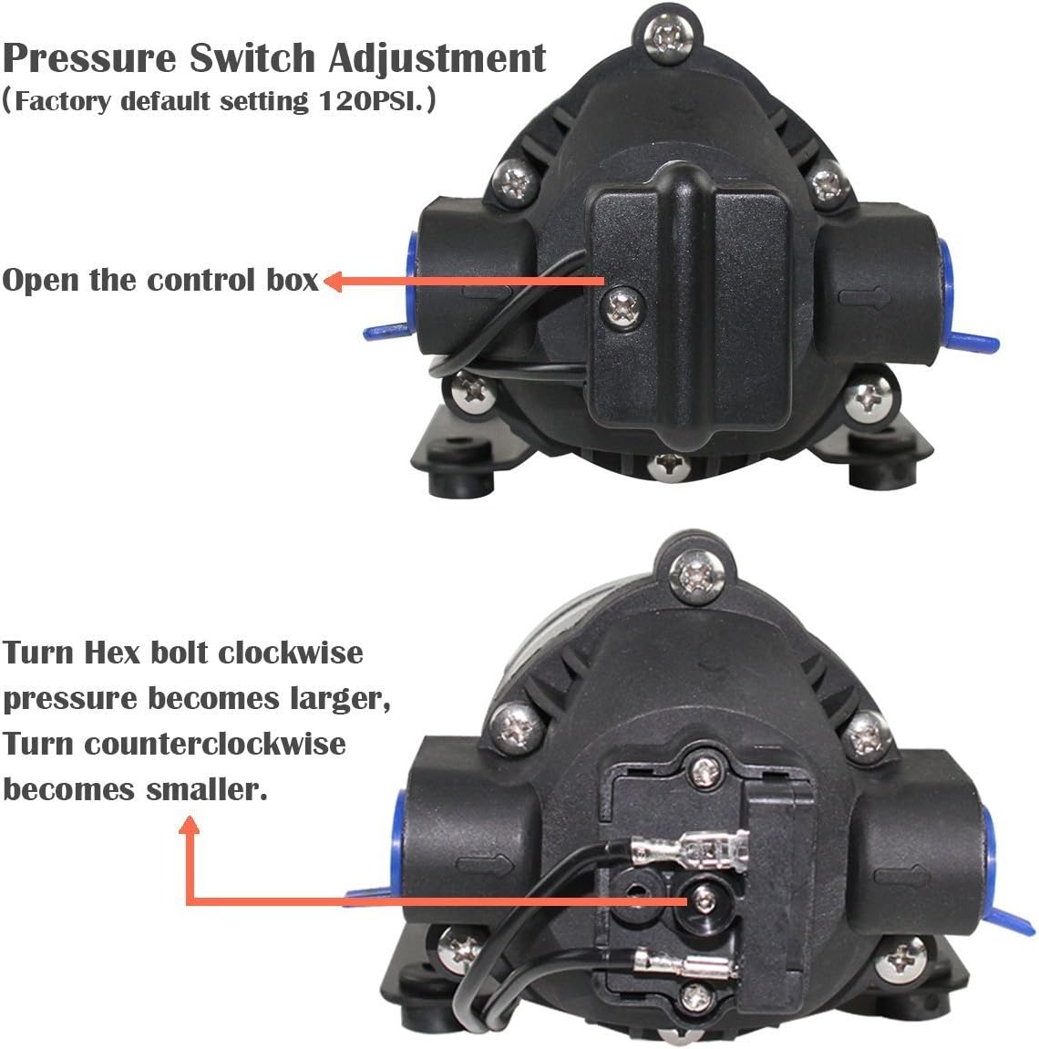 High Pressure Diaphragm Water Pump 160PSI 8L/min Self-priming U63736
