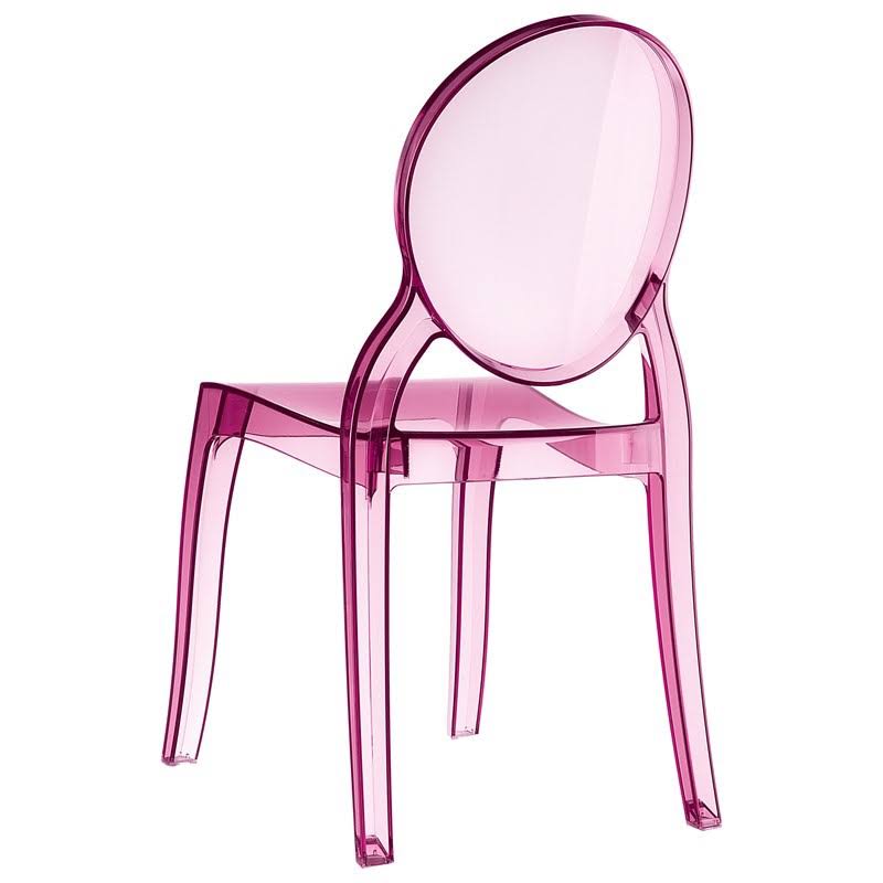 Transparent Pink Polycarbonate Dining Chair, Set of 2 V5696