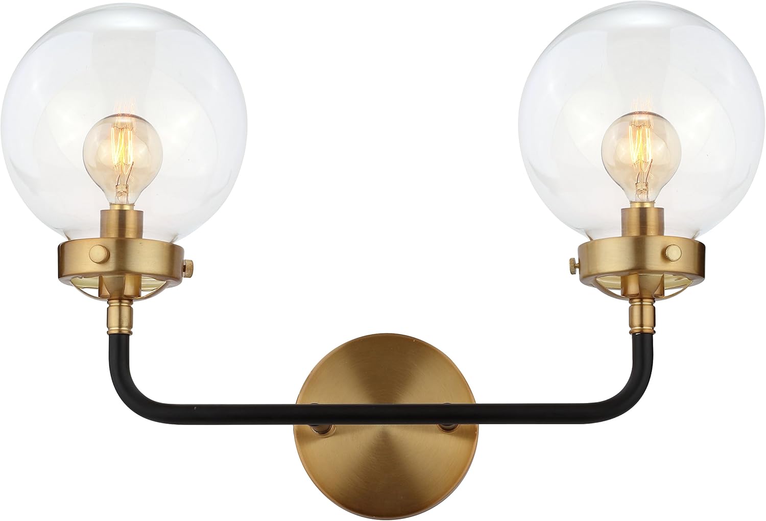 Brass Gold/Black 2-Light Sconce M1250