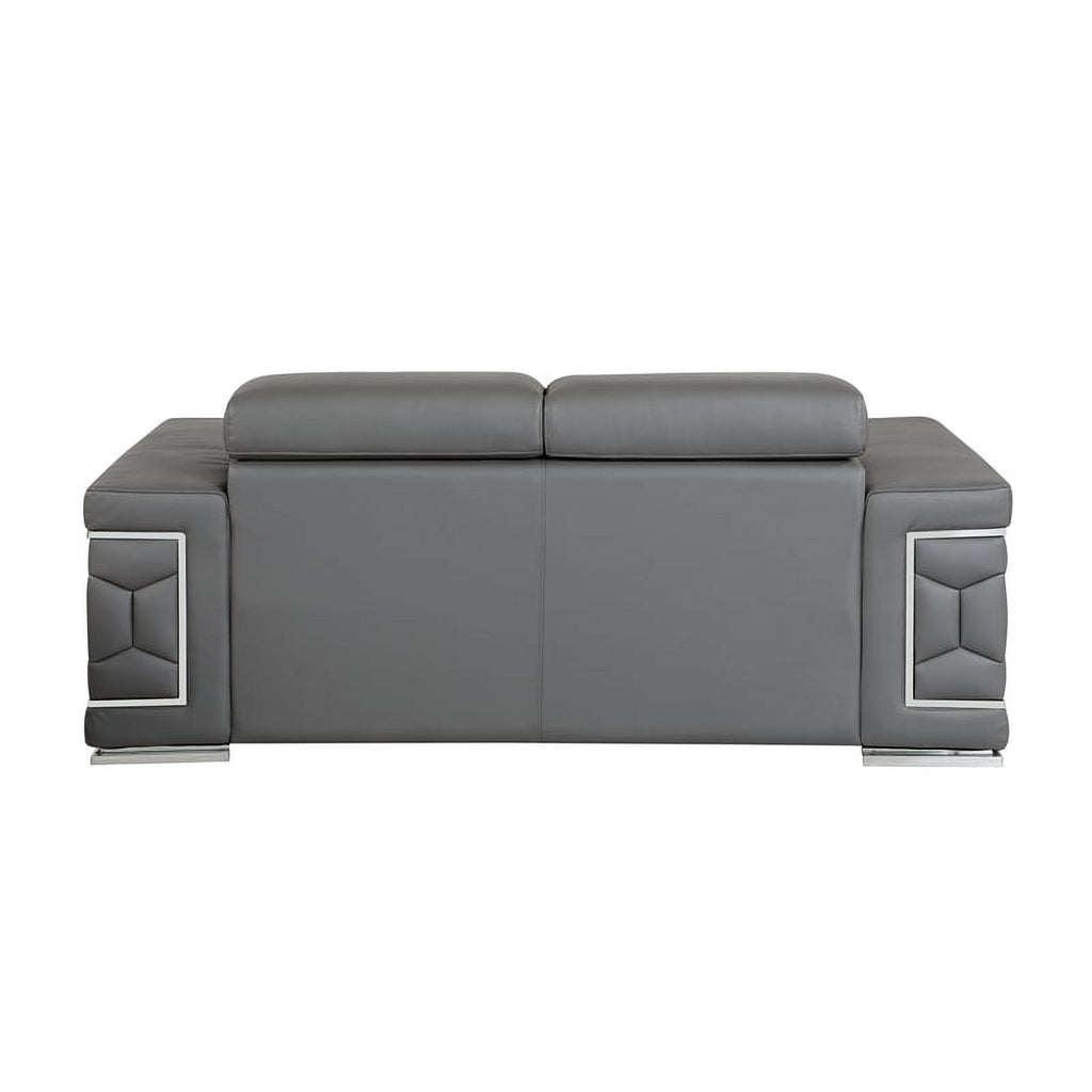 Genuine Italian Leather Loveseat in Gray M21388
