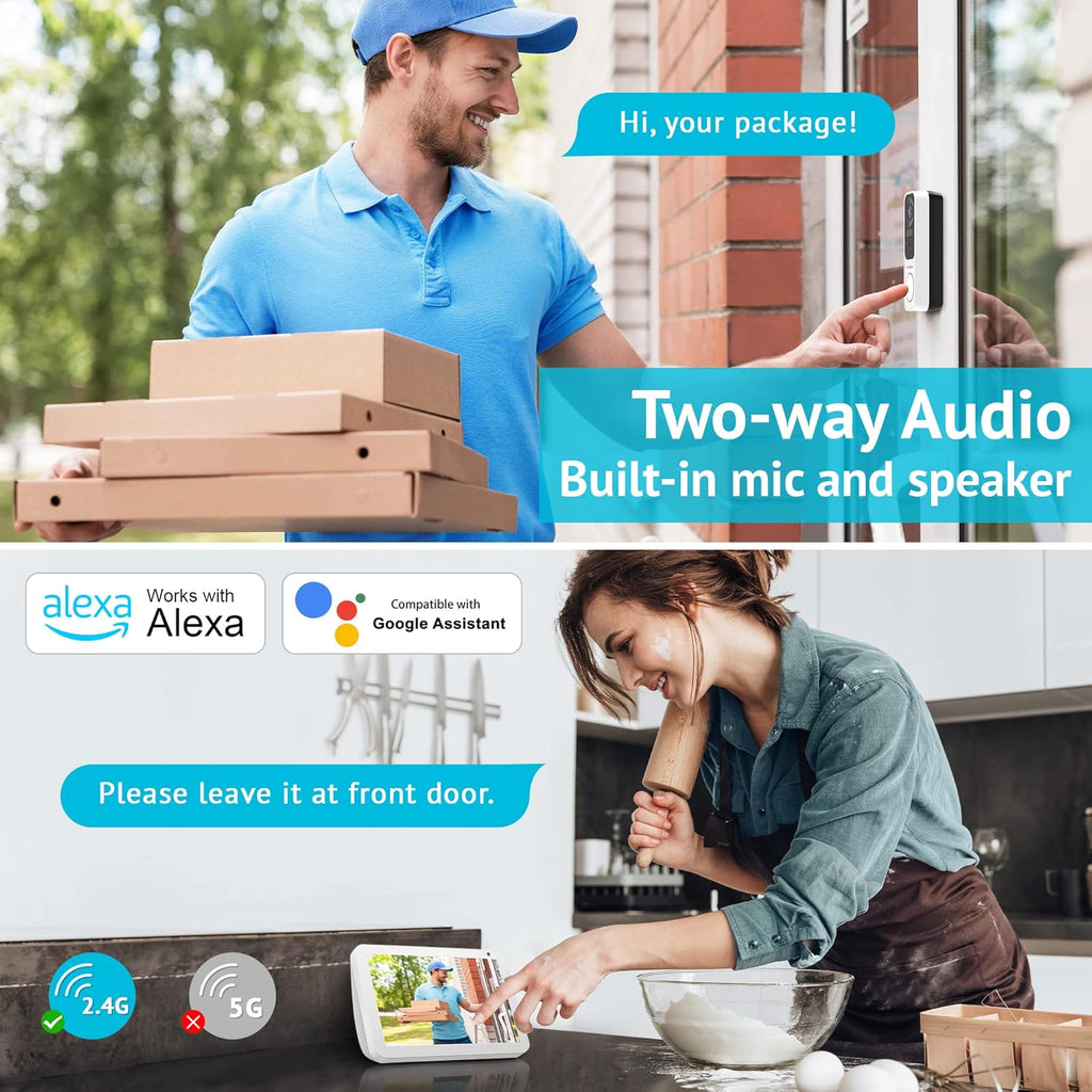 Wireless 2K Doorbell Camera with Base Station, Night Vision, Two-Way Audio T85720