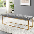 Gray Bench with Gold Colored Legs B672