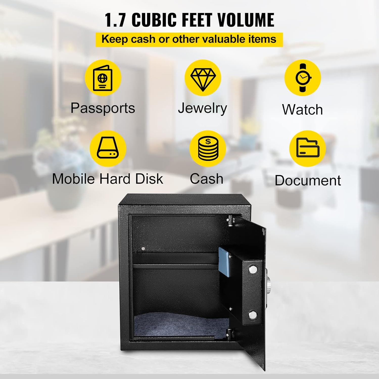 1.7 Cubic Feet Electronic Security Safe with Fingerprint Lock X227