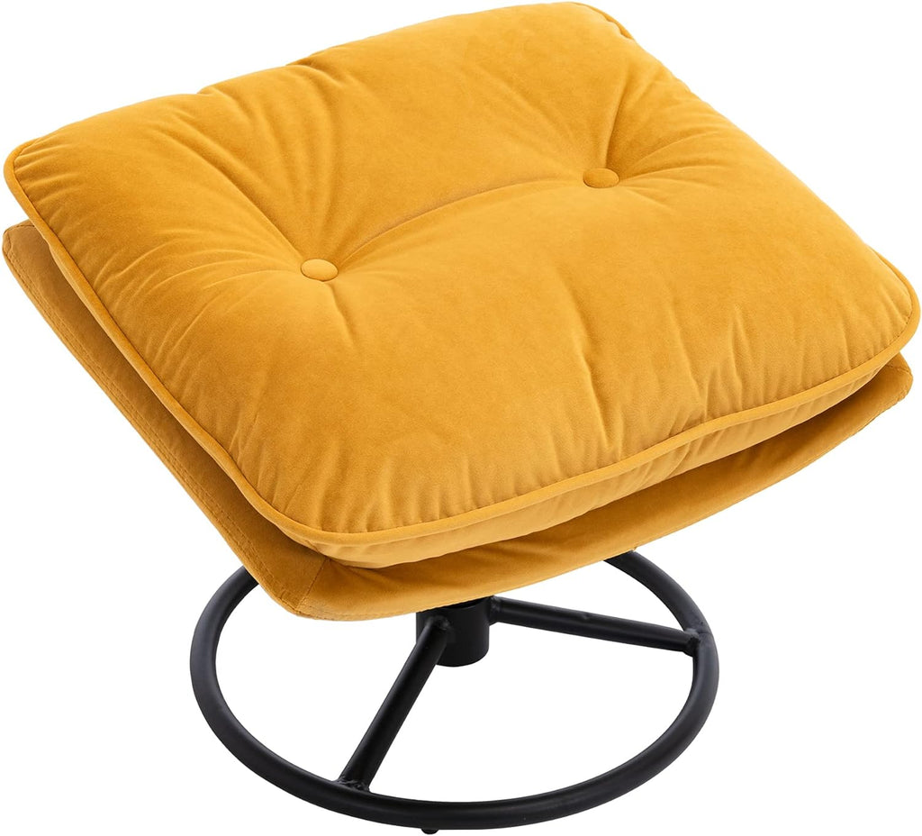 Yellow Velvet Lounge Chair with Ottoman P400