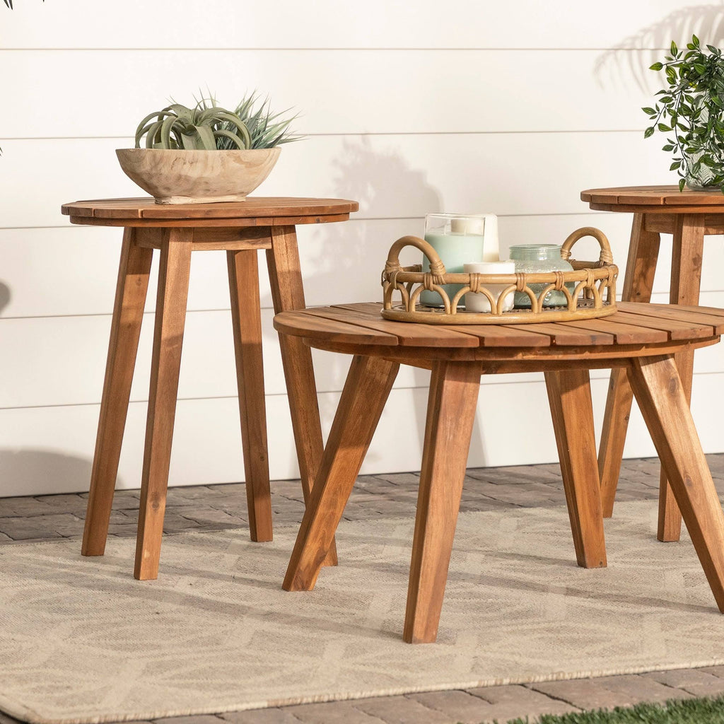 3-Piece Round Acacia Patio Table Set B455417
