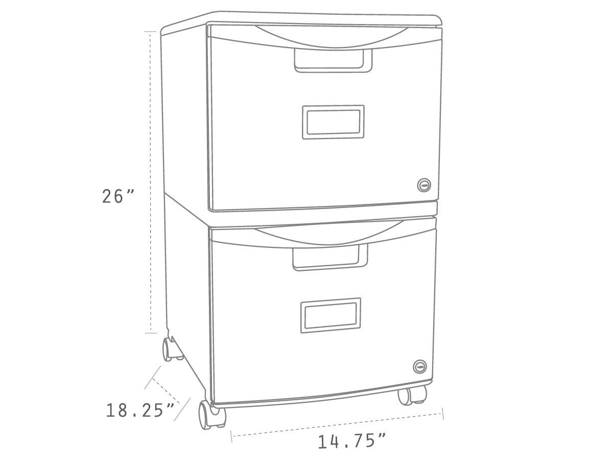 2-Drawer Mobile File Cabinet with Lock, All Black Y112