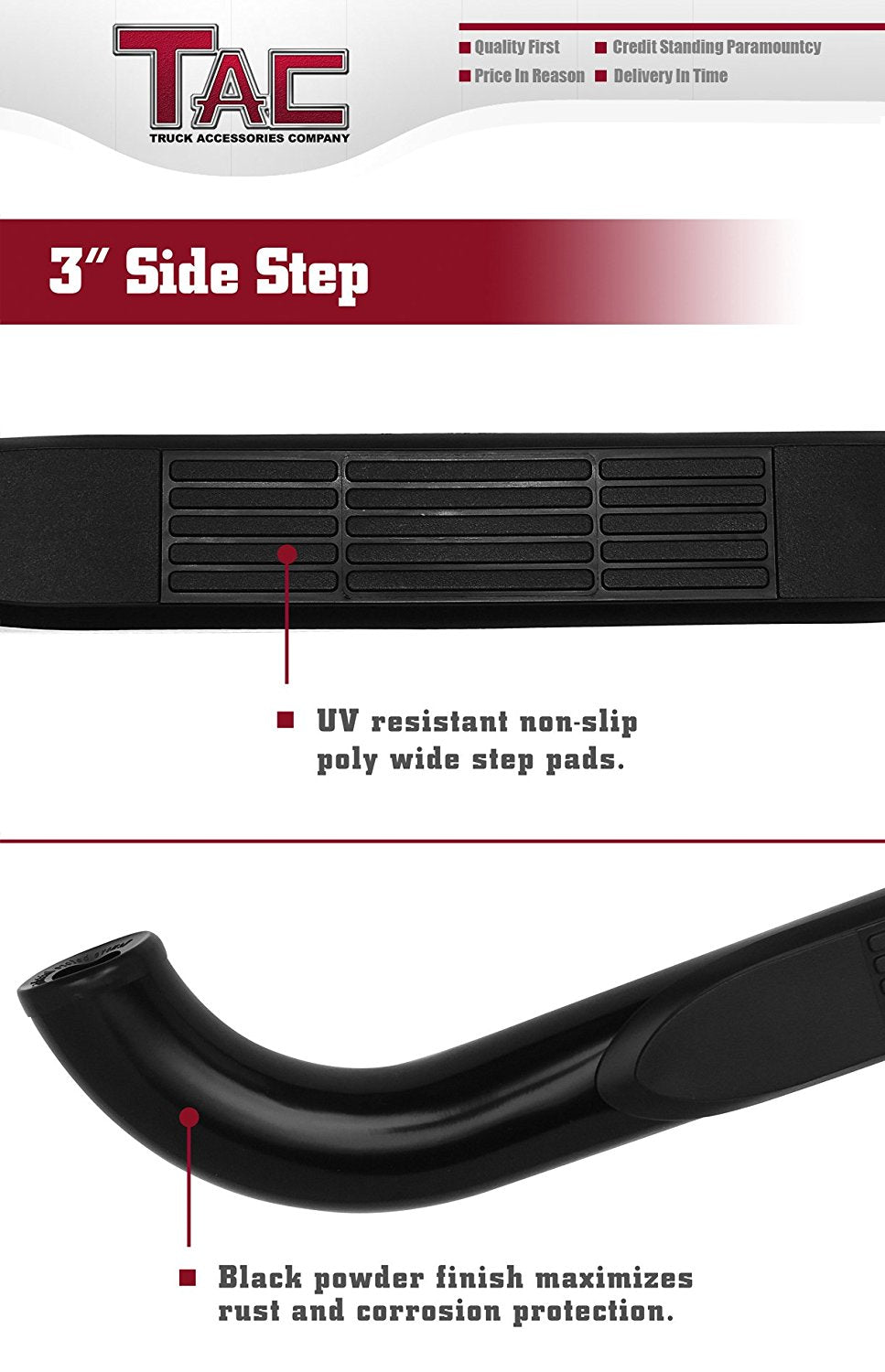 3" Side Steps Black Side Bars Nerf Bars Running Boards F9263