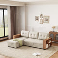 Beige L Shaped Convertible Sectional Sleeper Sofa with Storage Chaise G786