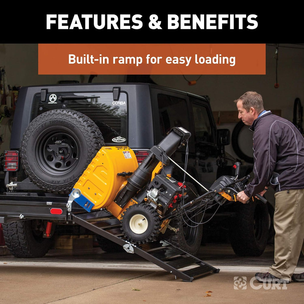 Black Aluminum Hitch Cargo Carrier with Ramp E9139