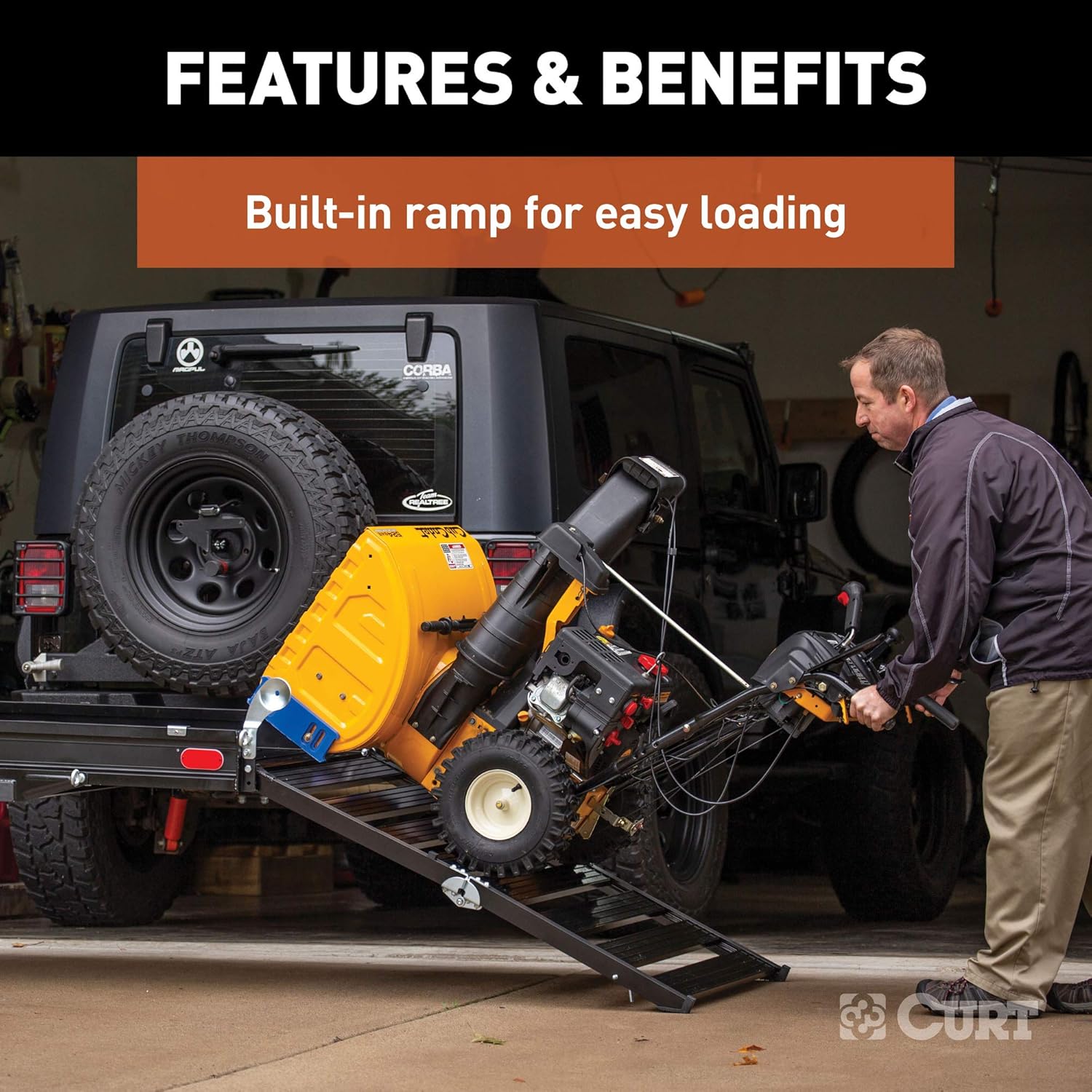Black Aluminum Hitch Cargo Carrier with Ramp E9139