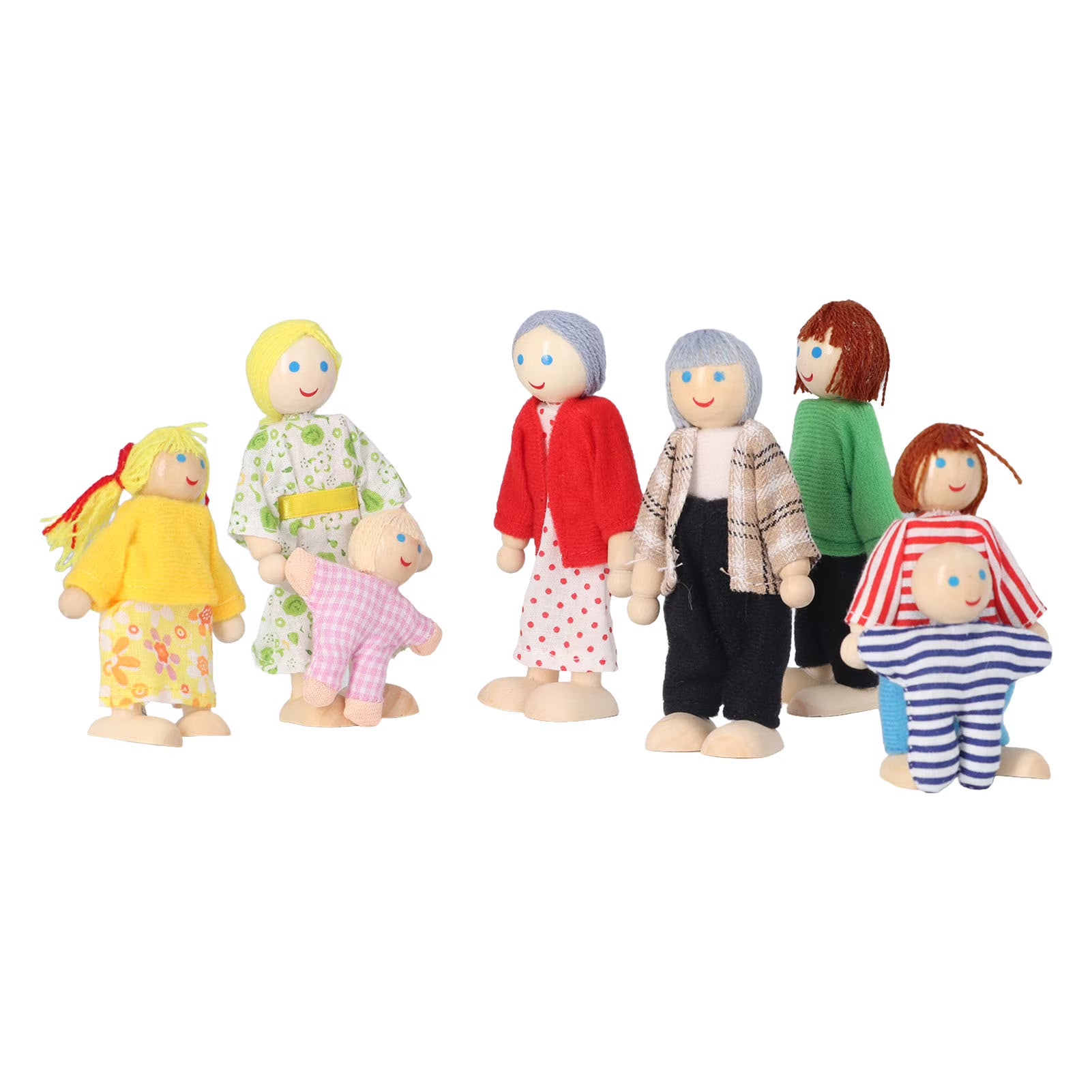 8pcs Wooden Dollhouse People Figures Y482