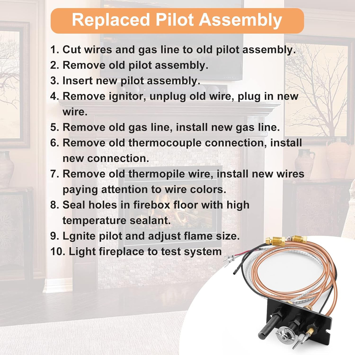 Propane and Natural Gas Pilot Assembly for Fireplace and Stoves W24886