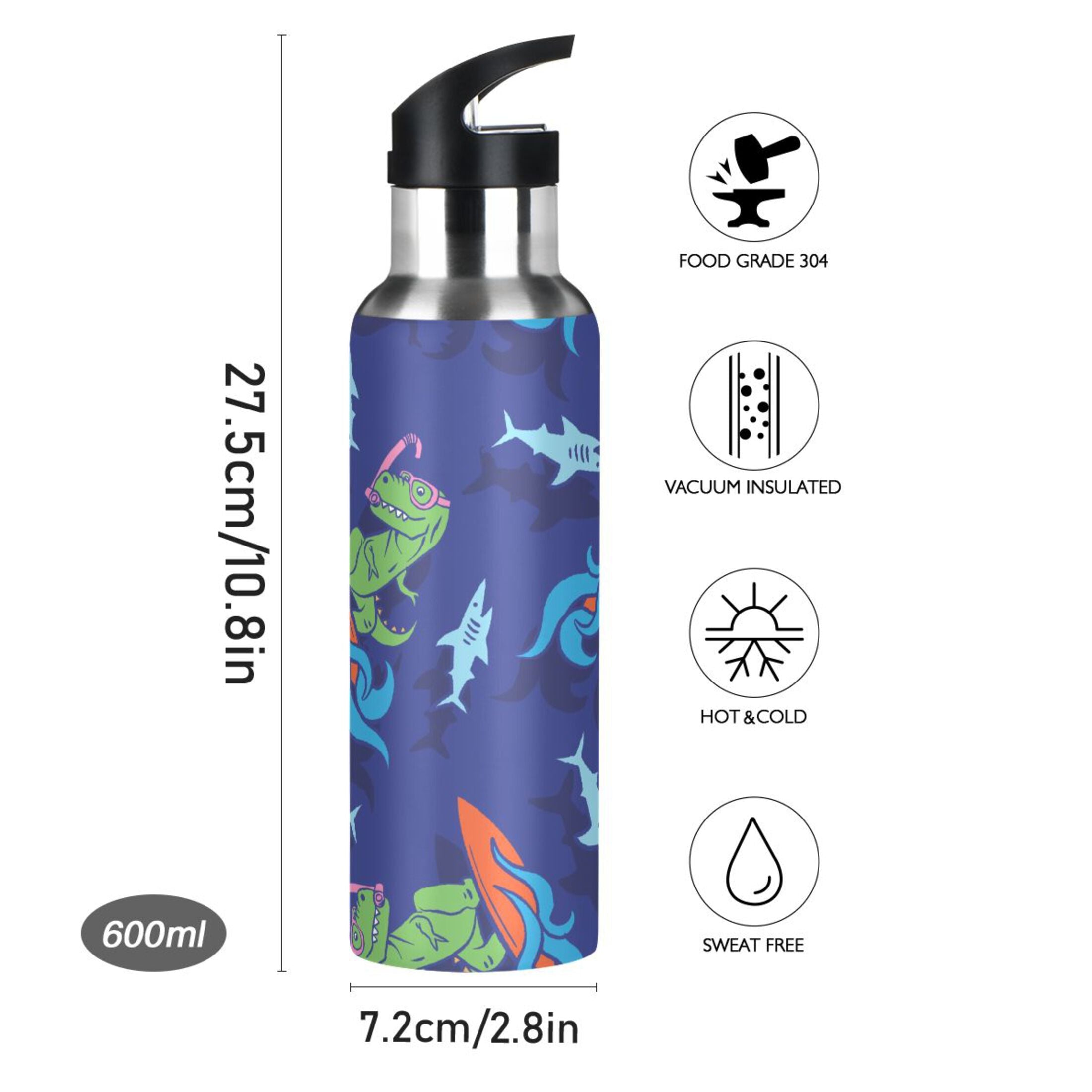 Stainless Steel Insulated Thermos Vacuum Flask Water Bottle with Straw Lid C9119