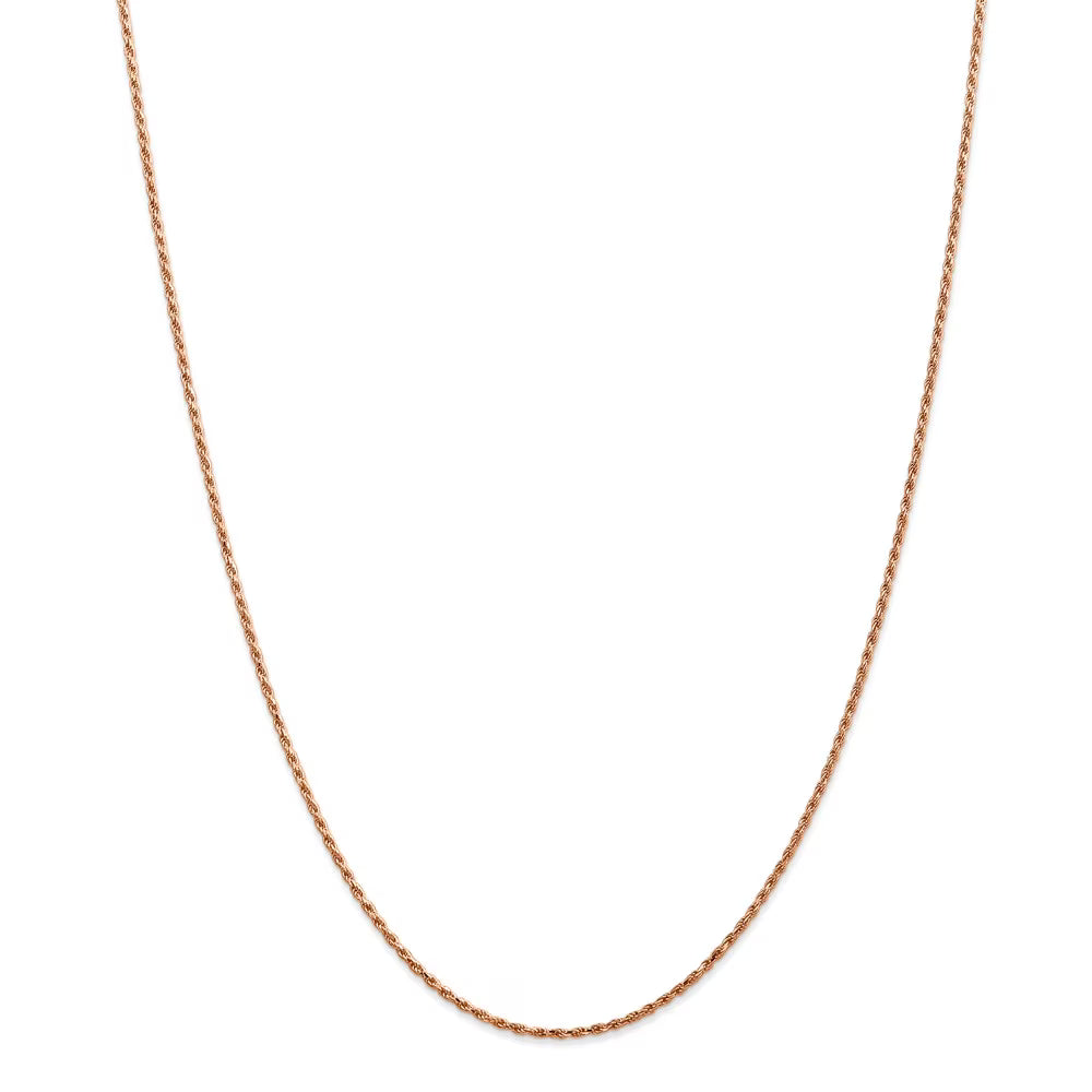 14K Rose Gold 1.5mm Diamond-Cut Rope Necklace Chain -18" M8317