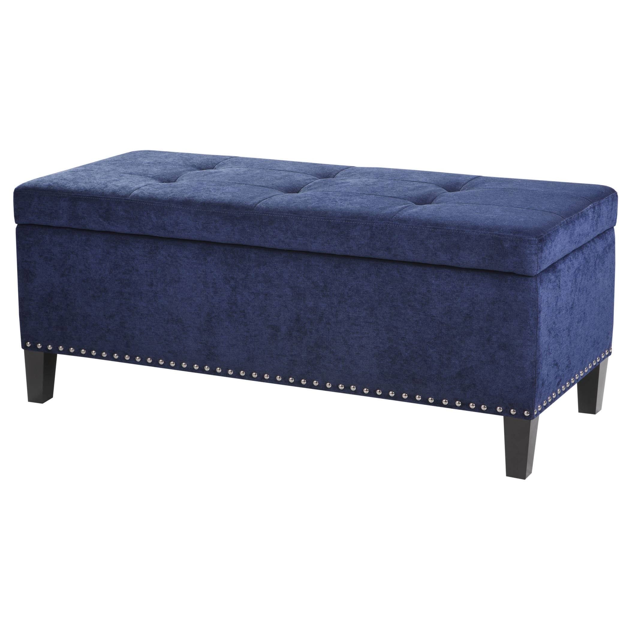 Blue Tufted Top Storage Bench Z903
