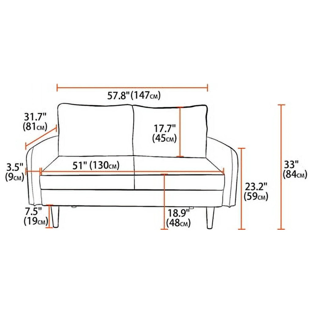 Black Fabric Standard Loveseat Z629