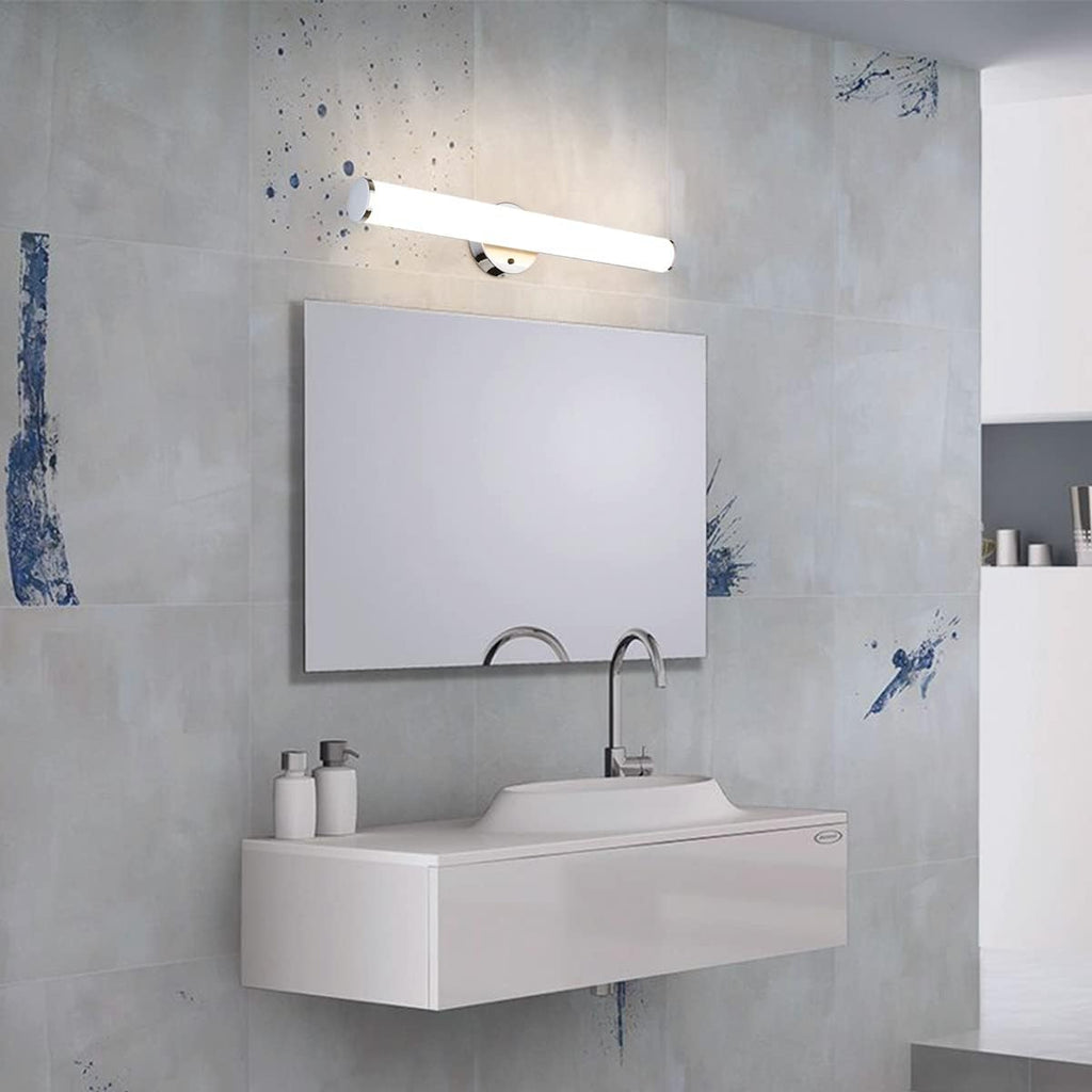 24in LED Vanity Light Dimmable Chromed Tube Cylinder Bar F7732