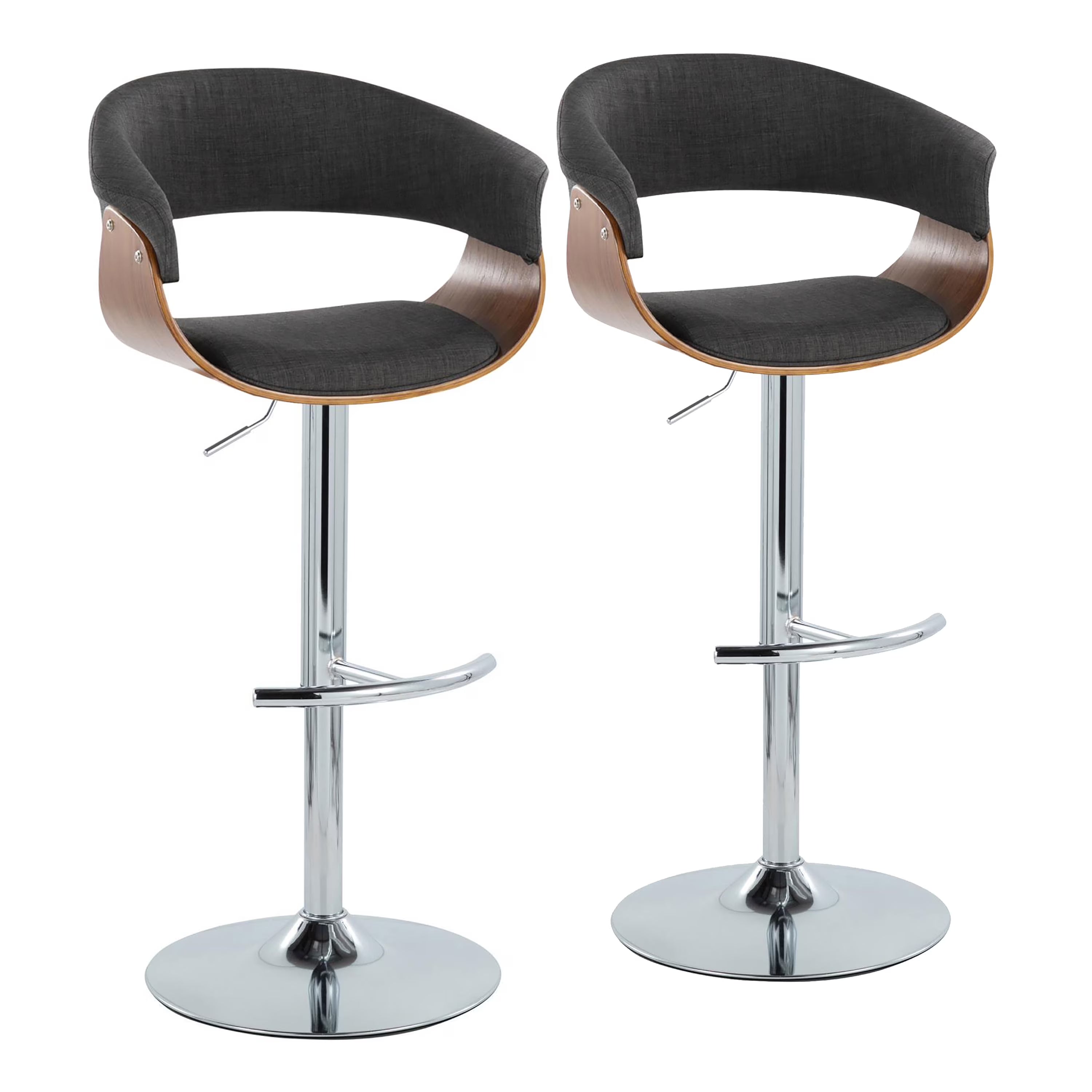 Mid-Century Modern Adjustable Height Barstool with Swivel, Set of 2 M22502