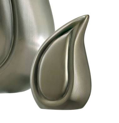 Brushed Pewter Tear Drop Keepsake Cremation Urn Set M98787