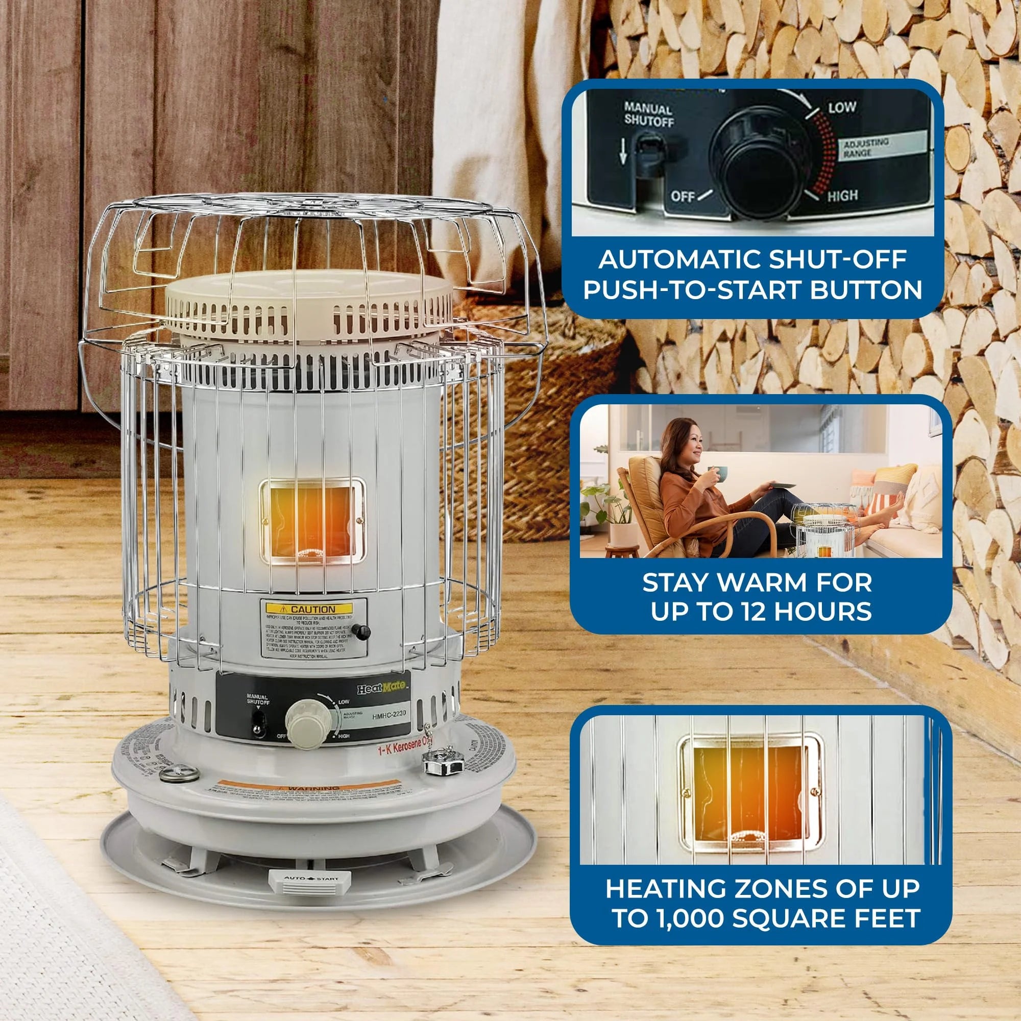 White Portable Convection Kerosene Heater A447