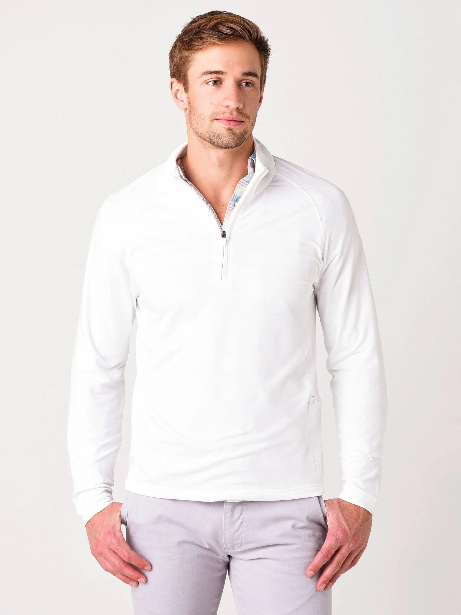White Golf Half Zip N619