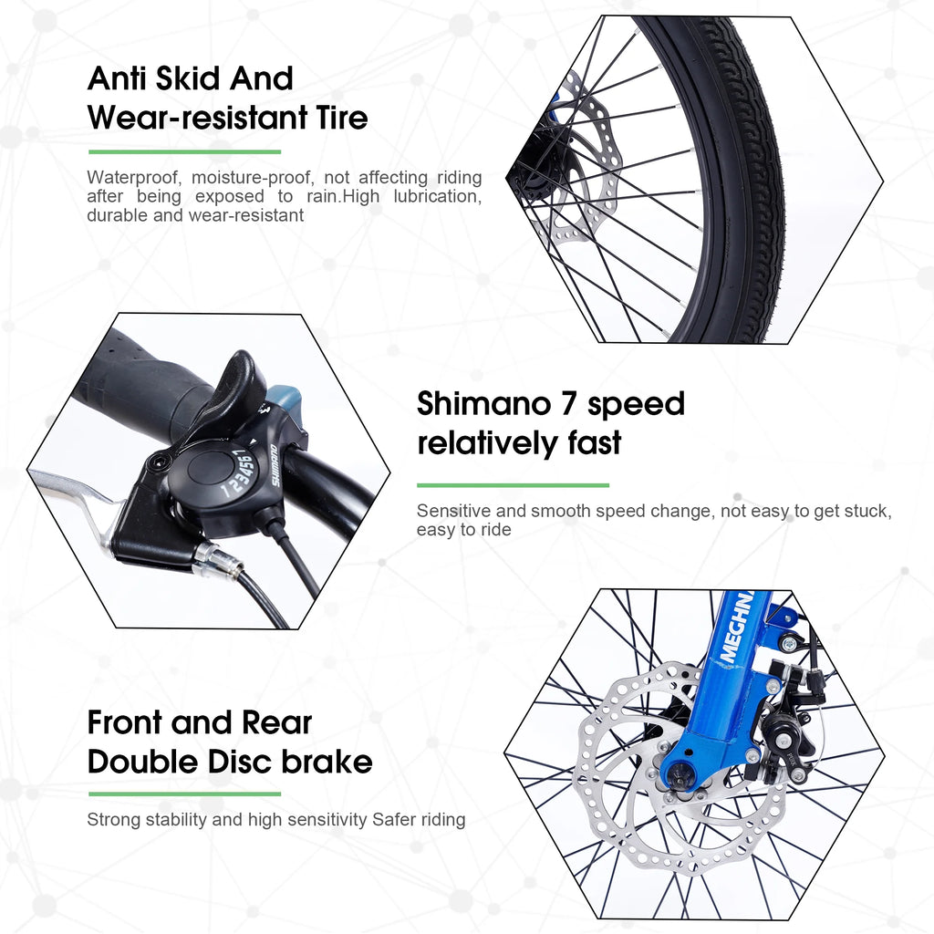 White Folding Tandem Bike 20 inches Wheels 7 speed Q791