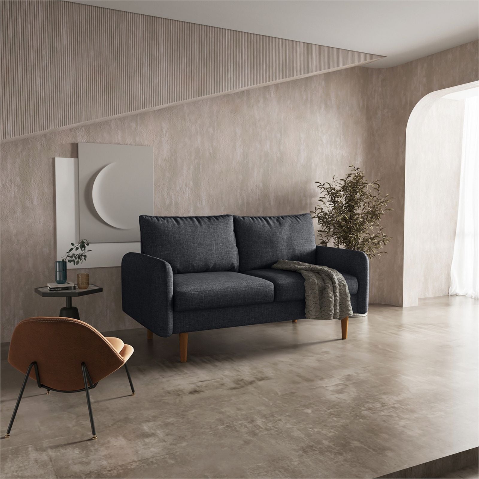 Black Fabric Standard Loveseat Z629