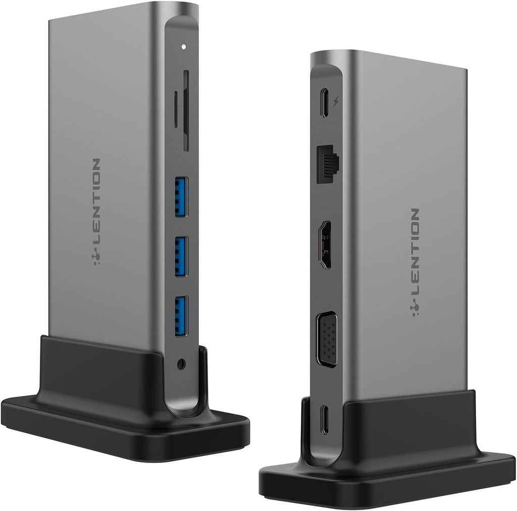 USB C Docking Station with 100W PD, 4K HDMI, VGA, Gigabit Ethernet, Card Reader, USB 3.0, Aux Adapter, Space Gray P572551