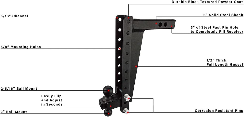 2.0" Adjustable Heavy Duty Trailer Hitch with Dual Ball O758