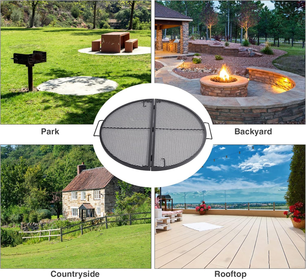 Black 30 Inch Heavy Duty Folding Round BBQ Grill Grate Z575