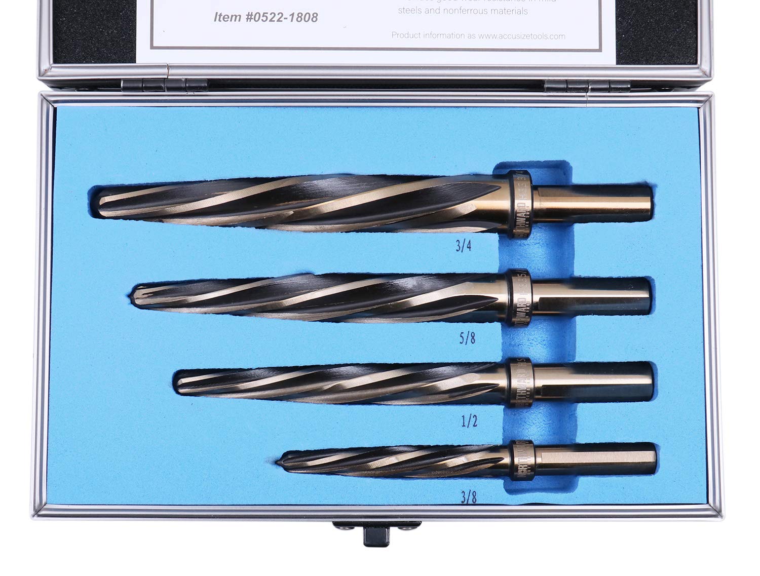 4 Pc H.S.S. Standard Spiral Flute Car Reamer Set P69724