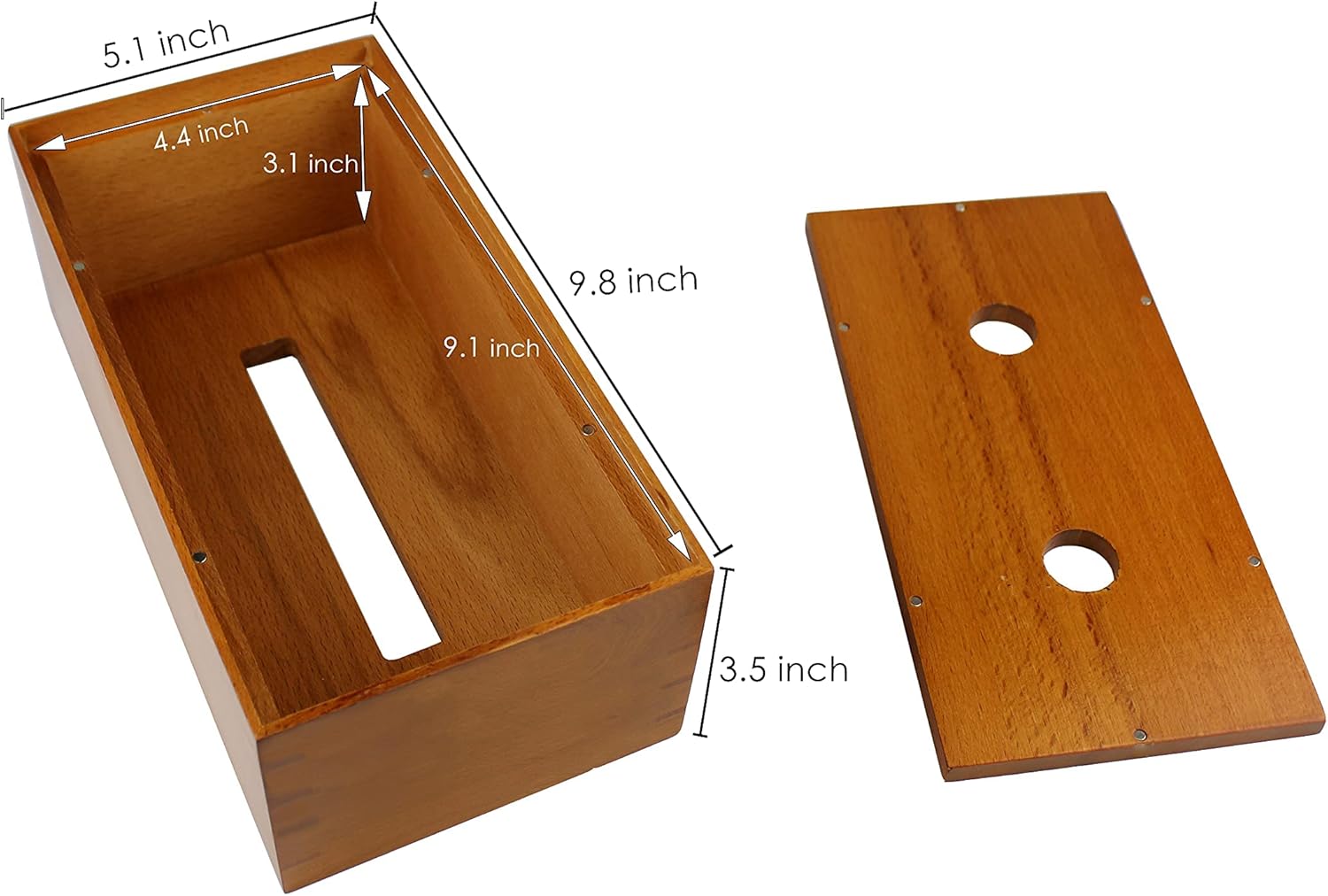 Rectangular Solid Wood and Calf Leather Tissue Box Cover, Pack of 2 T3752