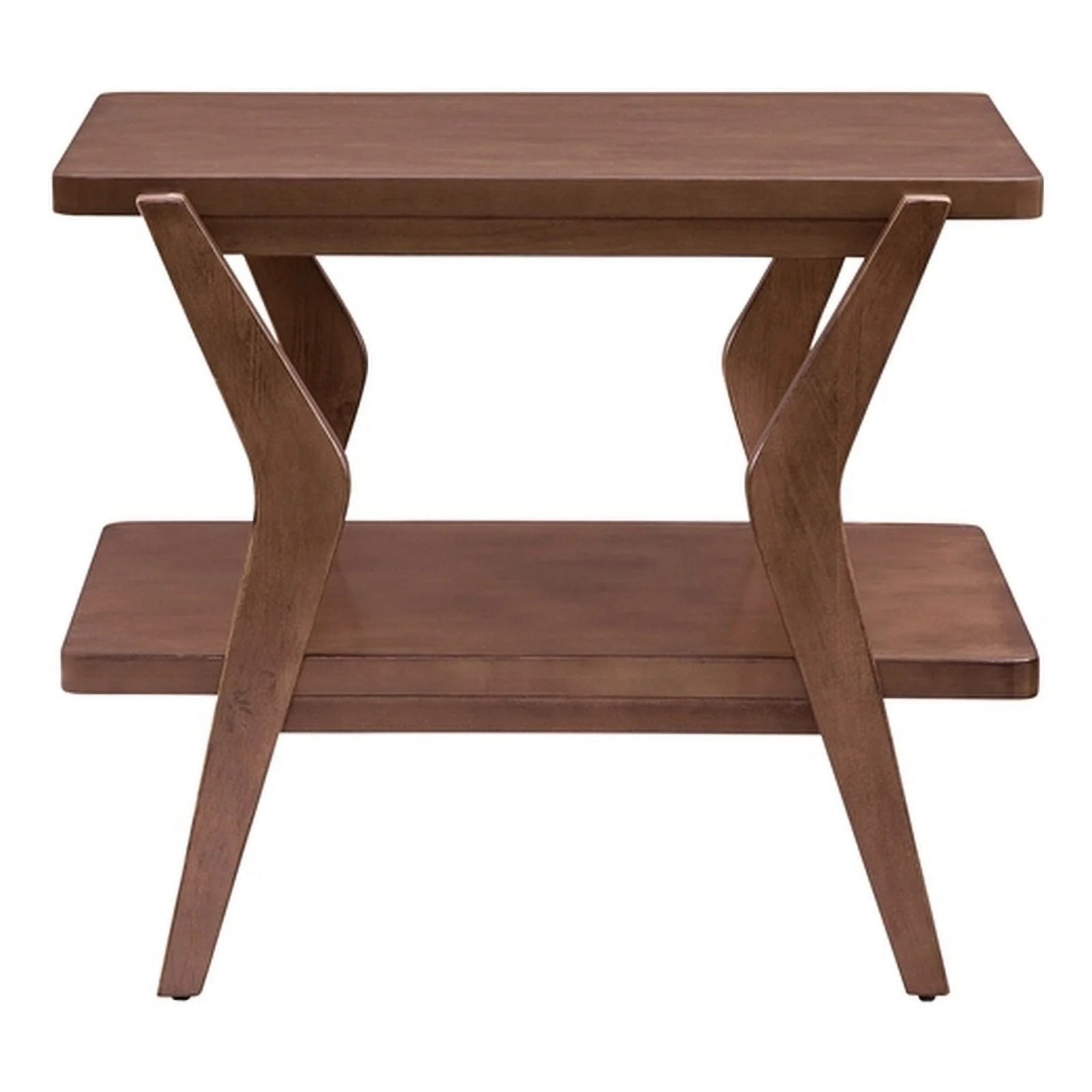 Brown Walnut Wood End Table with Lower Shelf G456176