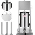 3L Stainless Steel Manual Sausage Stuffer with 5 Stuffing Nozzles E65681