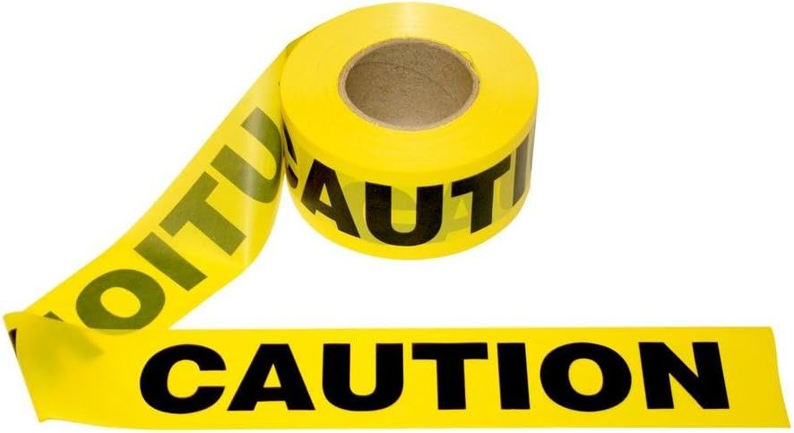 Yellow Caution Barricade Tape, 3 in. x 1000 ft. Roll, 12-Pack Pack of 2 W125701