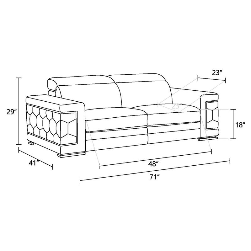 Genuine Italian Leather Loveseat in Gray M21388