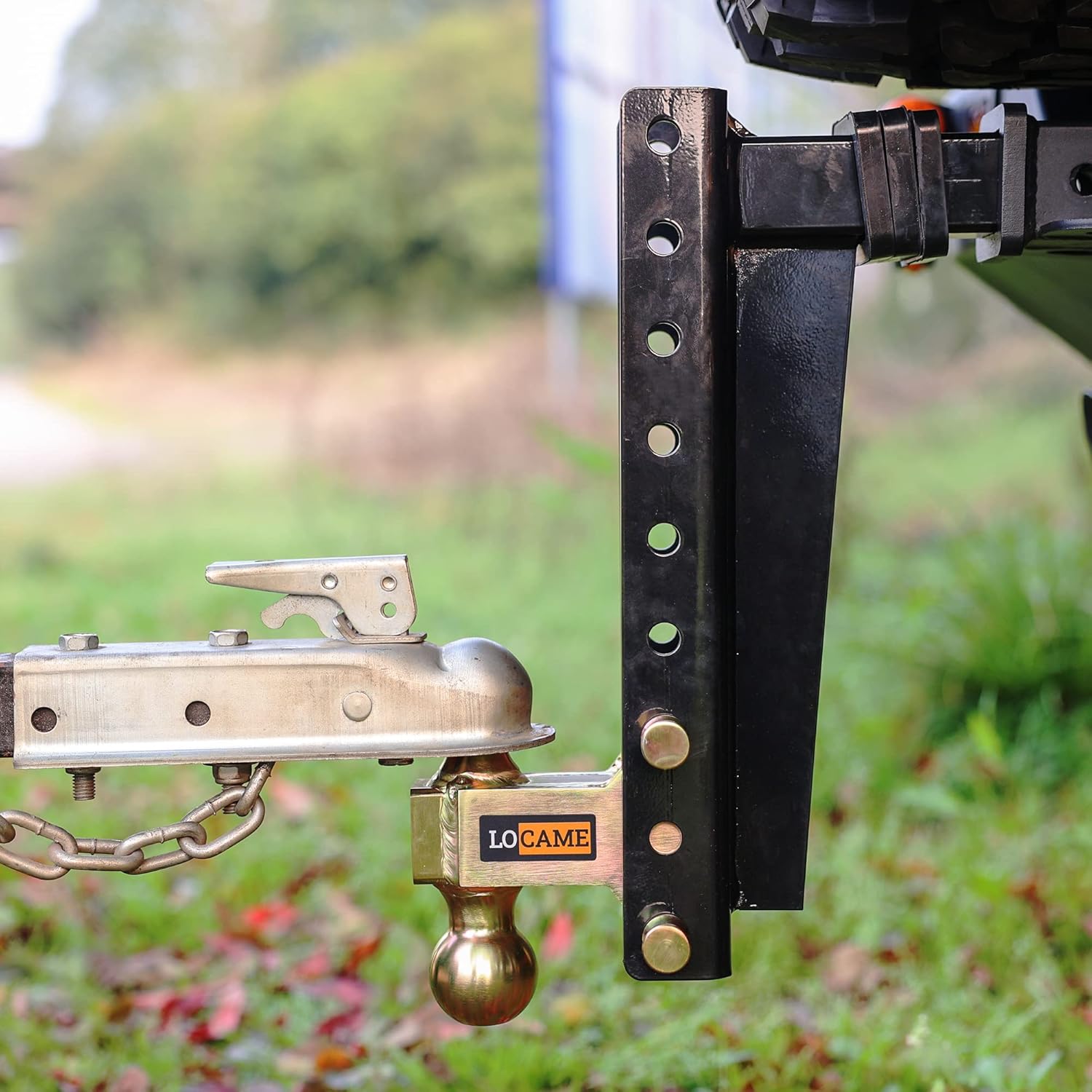 Adjustable Trailer Hitch, 2-Inch Receiver, 15-Inch Drop/Rise, 21,000 LBS GTW, Double Pins, Solid Ball Mount N428
