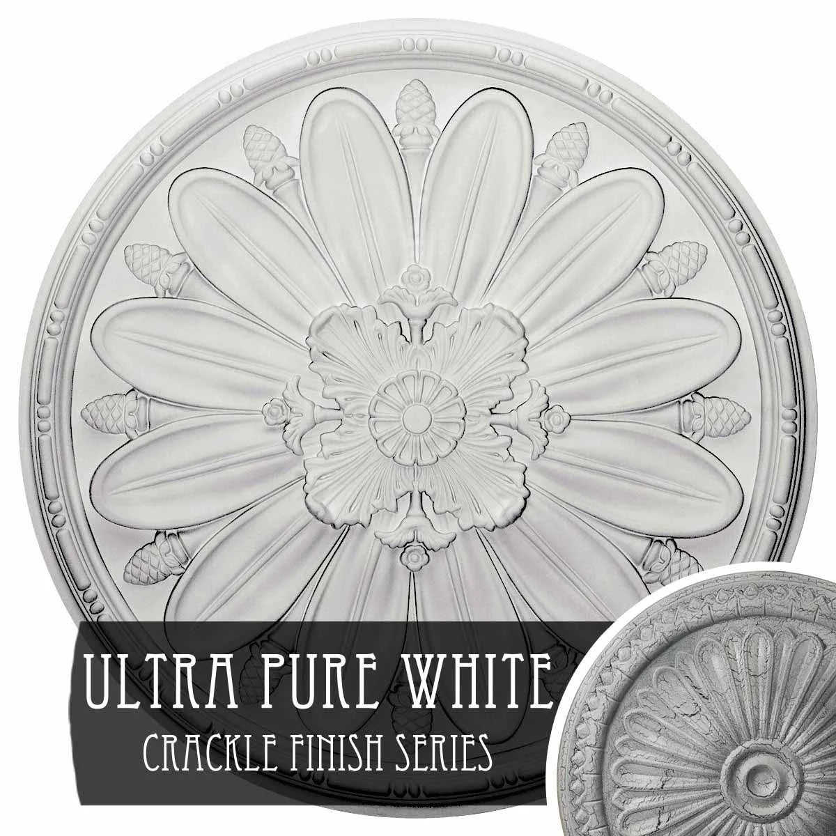 Ultra Pure White Crackle Ceiling Medallion H41176