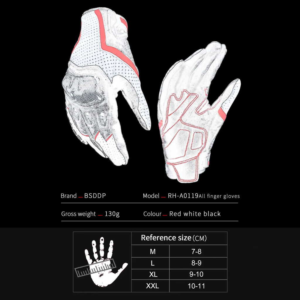 Motorcycle Gloves with Carbon Fiber Protective Hard Knuckles U6274
