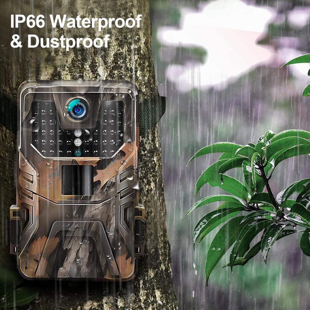 4K 30MP WiFi Trail Camera with No Glow Night Vision IP66 Waterproof (64G SD Card) T1408