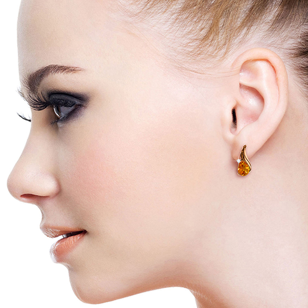 3.26 Carat 14k Solid Rose Gold Stud Earrings Diamond Citrine D514
