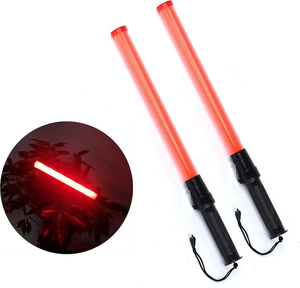 10 Pieces 21-inch Traffic Control Wand with 6 Red LED, 2 Flashing Modes, Pack of 2 S191