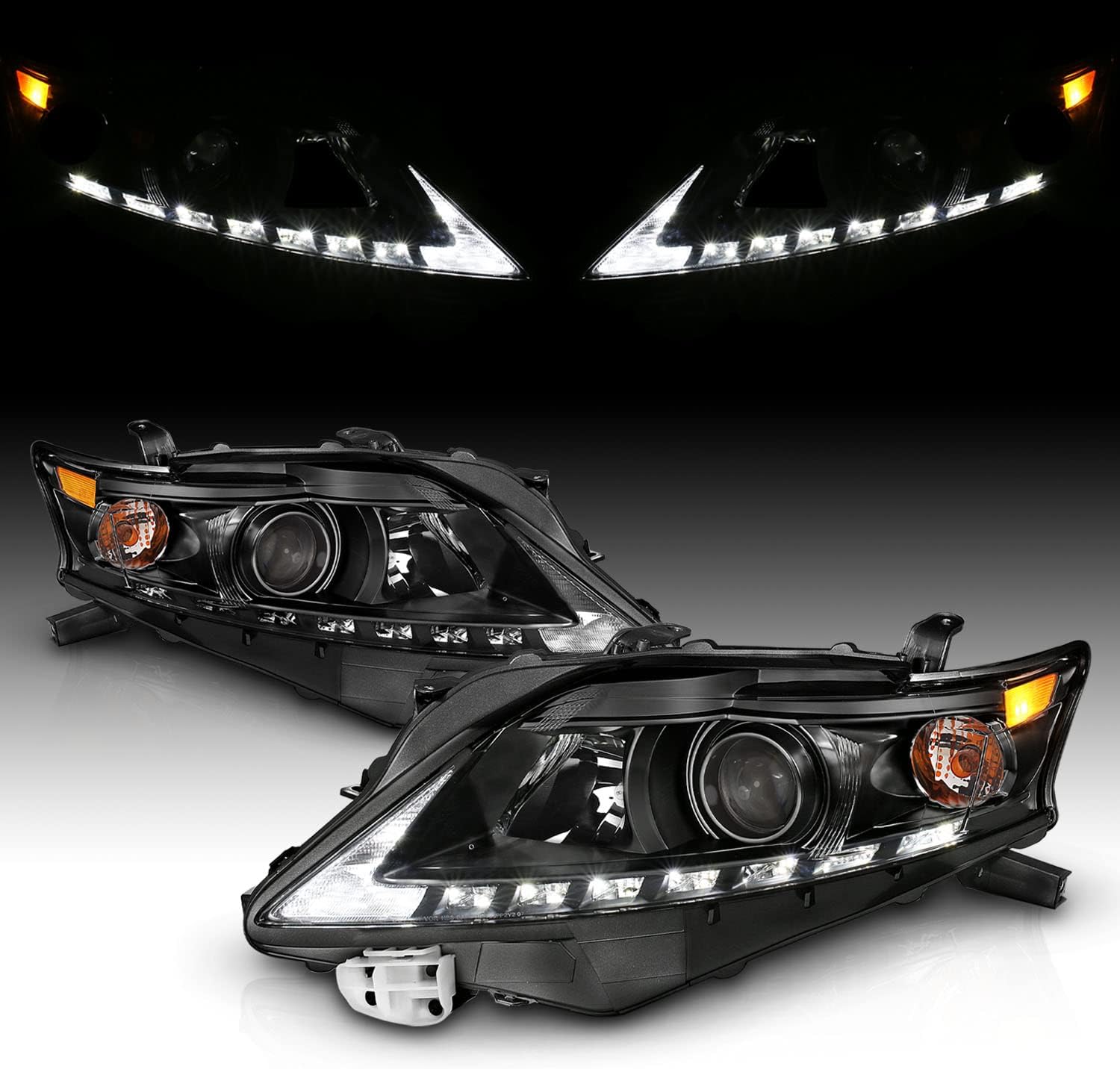 Black Projector Replacement Headlights LED Bar Set Q7682