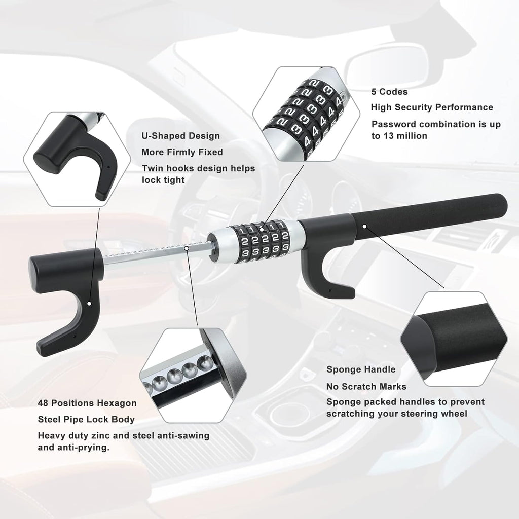 Steering Wheel Lock Anti Theft Heavy Duty Car Security Device O83468