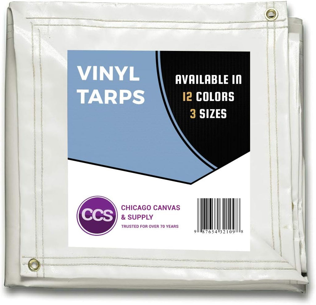 White 10 by 12 Feet Waterproof Vinyl Tarp with Rustproof Grommets X241