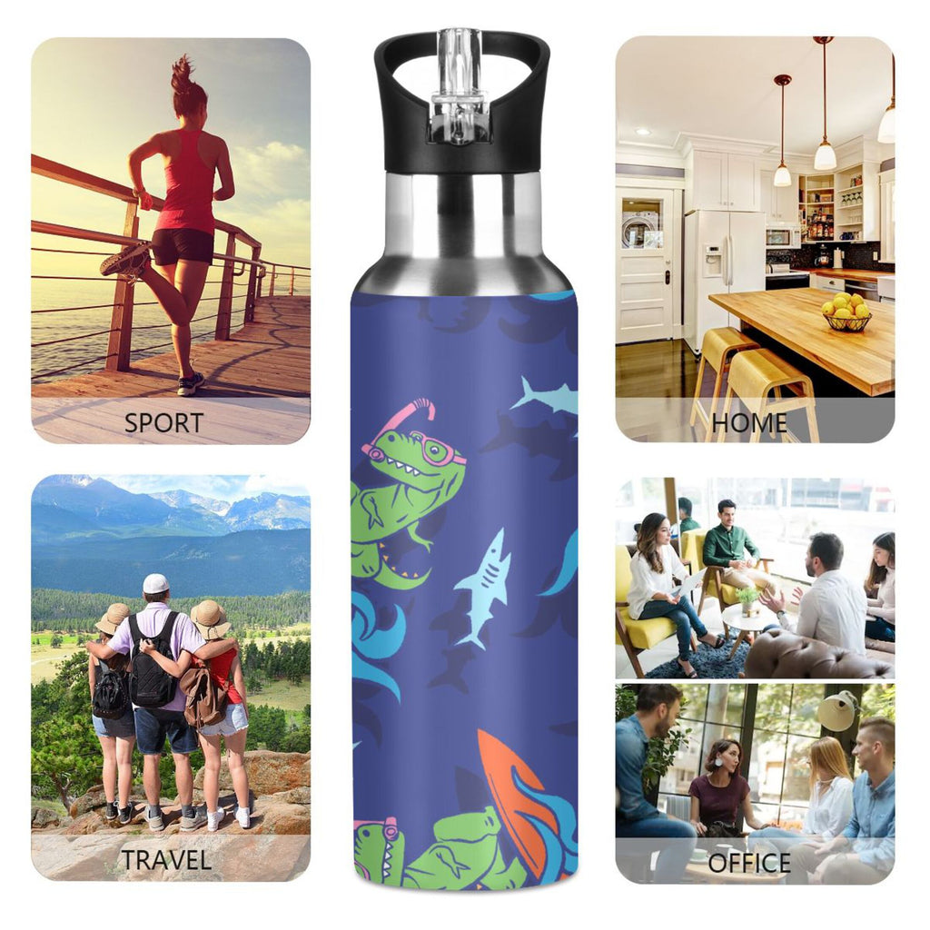Stainless Steel Insulated Thermos Vacuum Flask Water Bottle with Straw Lid C9119